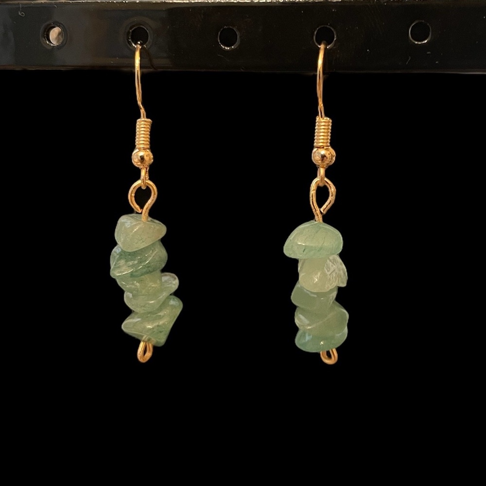 3 for $15 green aventurine chip earrings.